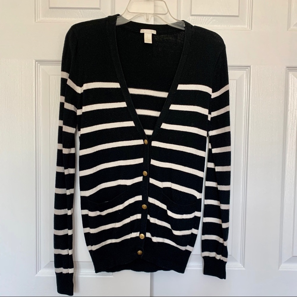 S Black & White Stripped Cardigan